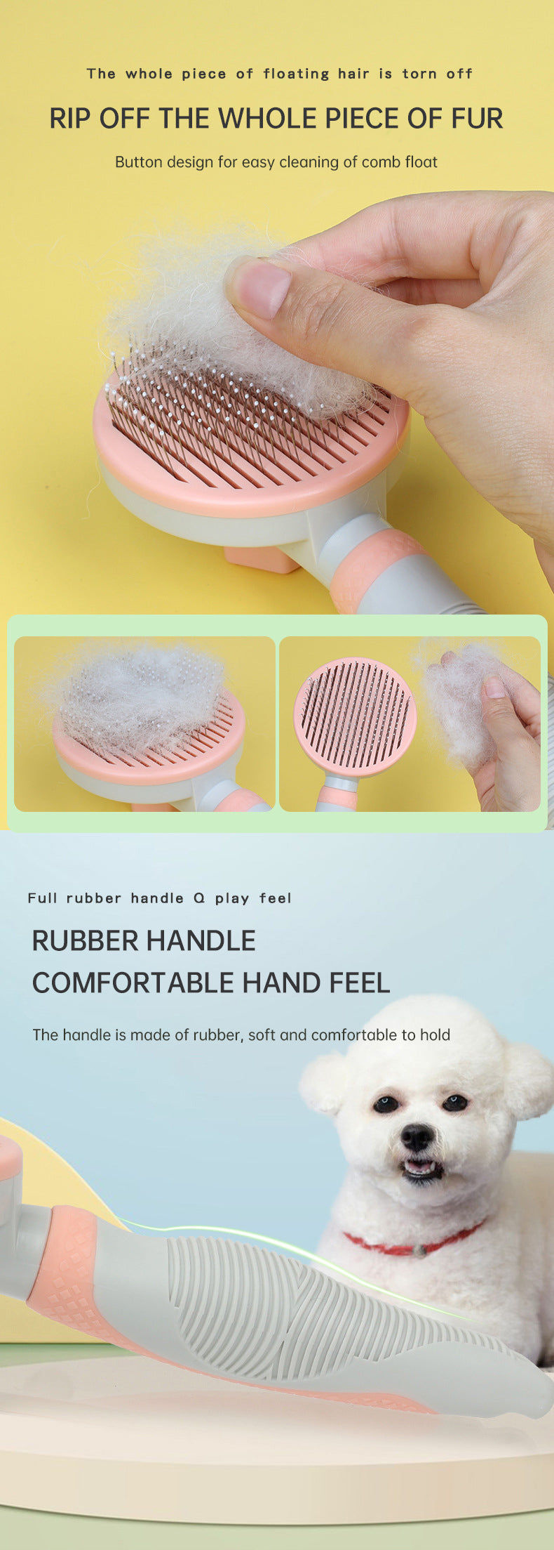 Self-Cleaning Slicker Brush for Dogs & Cats – Easy Grooming Tool