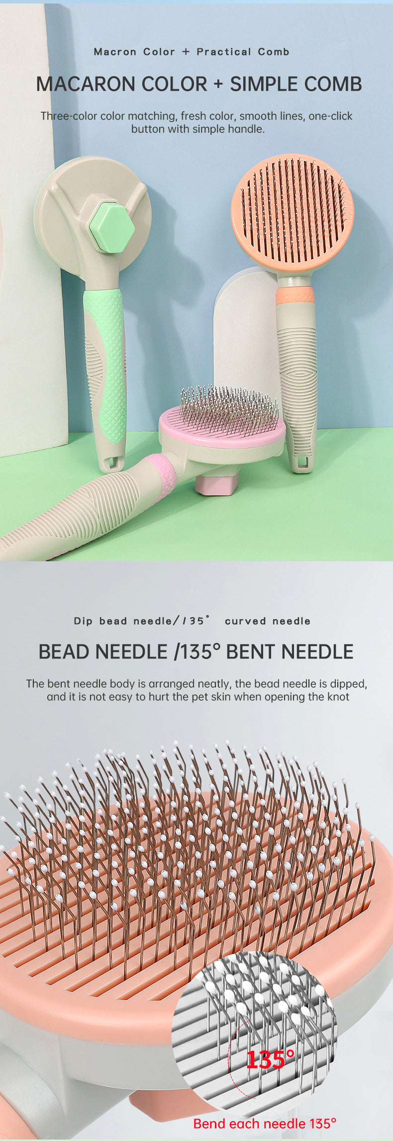 Self-Cleaning Slicker Brush for Dogs & Cats – Easy Grooming Tool