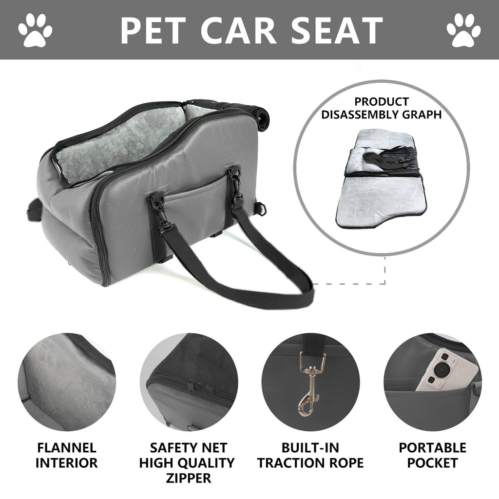 Portable Pet Car Seat – Center Console Bed for Small Dogs